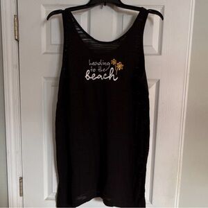 Black Cover Up with "Heading to the Beach" Graphic